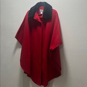 Betmar Scarlet Poncho with Ebony Collar